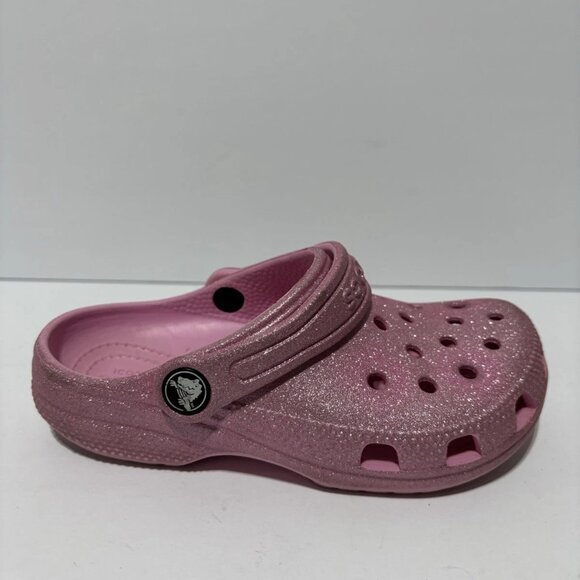 Crocs Little Kids’ Classic Glitter Clogs Pink, Girls’ Size 12 M - Picture 1 of 5